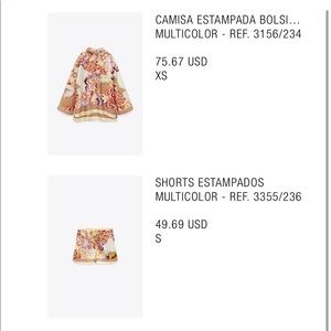 Zara Shirt Short Set